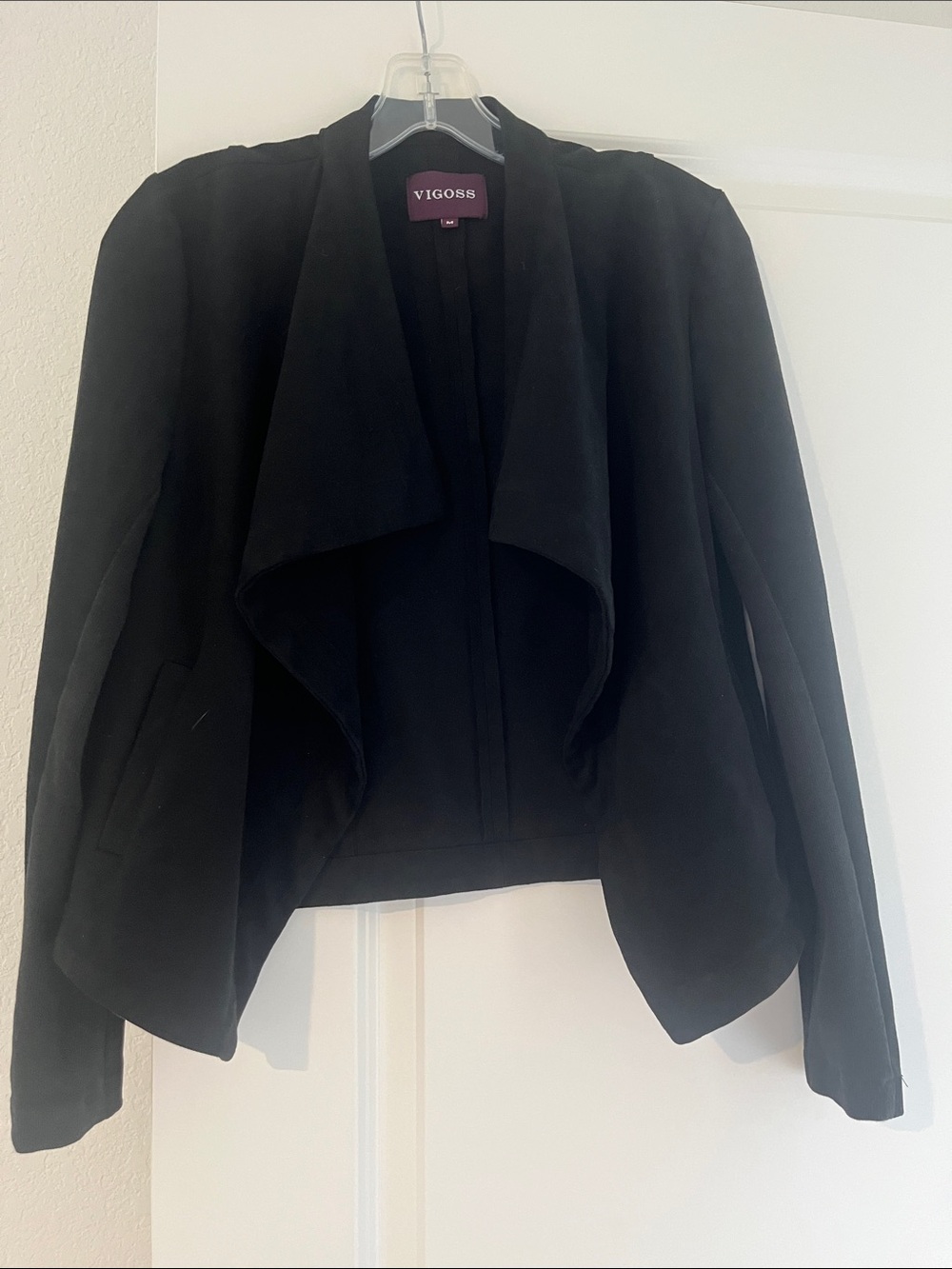 Vigoss Black Open-Front Draped Blazer
